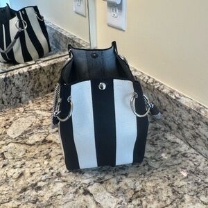 Stylish Black and White Striped Tote Bag